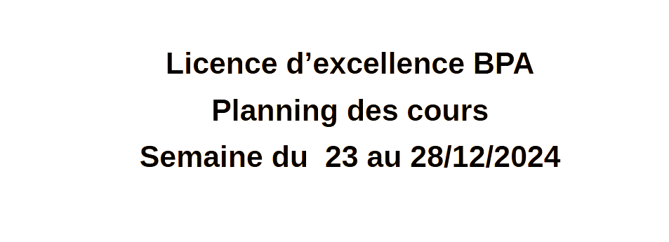 Licence d’excellence BPA
