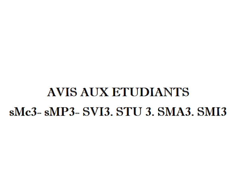 AVIS AUX ETUDIANTS